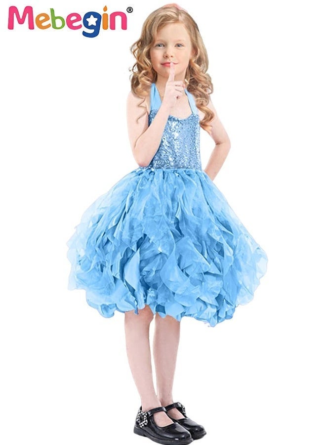 MEBEGIN Girls Stylish Tutu Dress, Fancy Elegant Tulle Princess Dress with Sequins, Sleeveless Halterneck Dress for Girls, Suitable for Party, Birthday, Funfair, Stage Performance, Cosplay and Any Other Special Occasions - Image 2