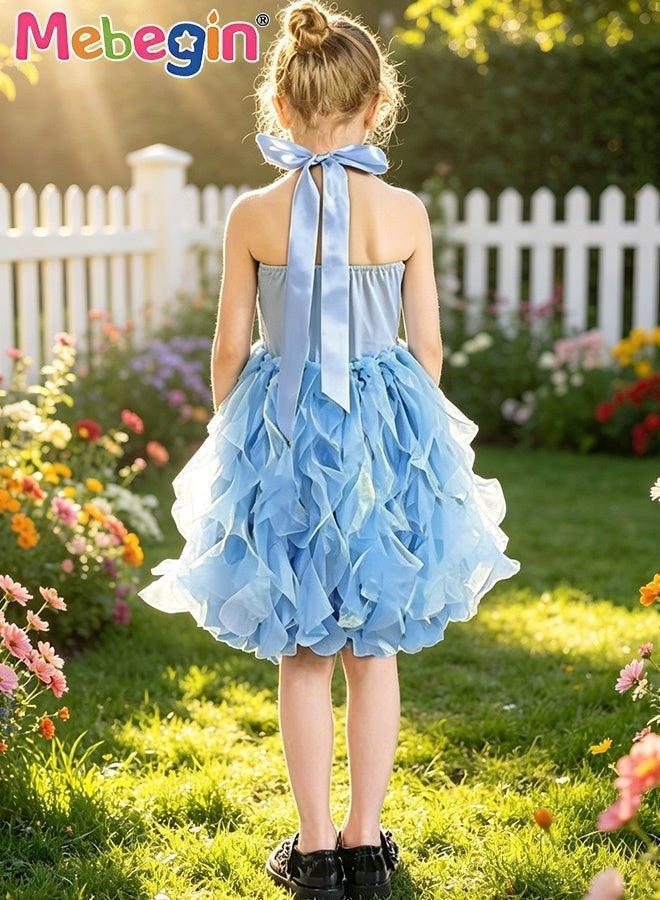 MEBEGIN Girls Stylish Tutu Dress, Fancy Elegant Tulle Princess Dress with Sequins, Sleeveless Halterneck Dress for Girls, Suitable for Party, Birthday, Funfair, Stage Performance, Cosplay and Any Other Special Occasions - Image 5
