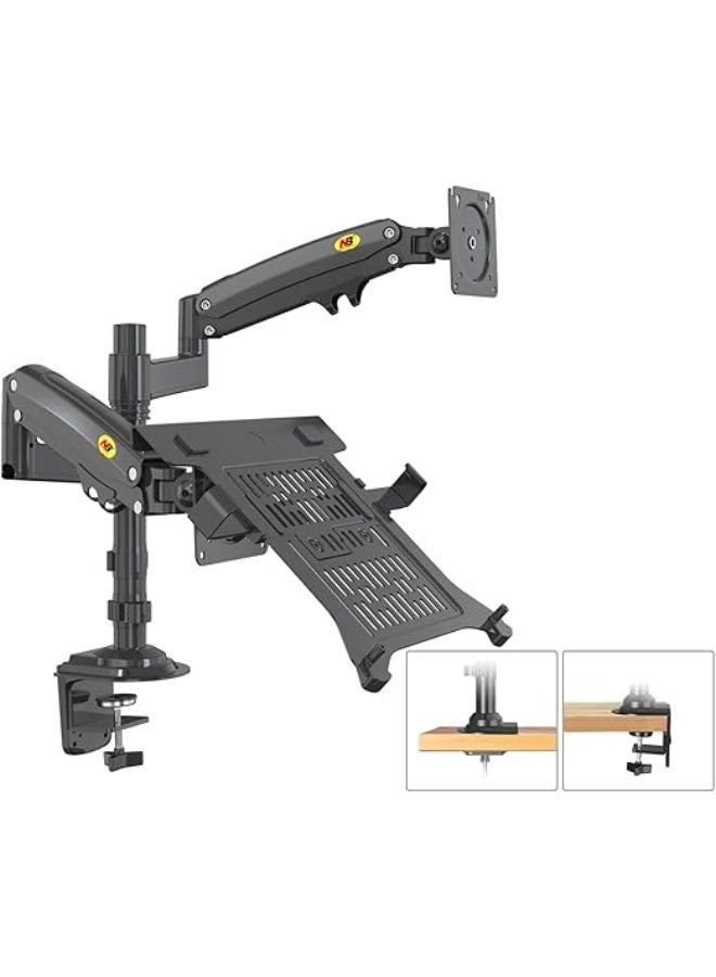 H180-FP Dual Arm Monitor Stand for 17-27 inch and 10-17 inch Laptop Stand - Image 3