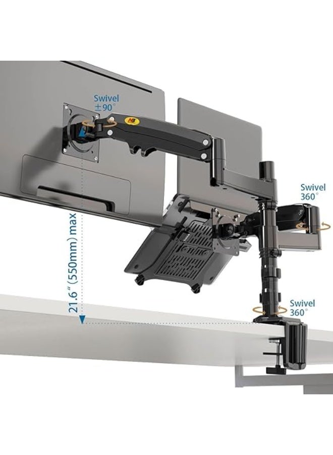 H180-FP Dual Arm Monitor Stand for 17-27 inch and 10-17 inch Laptop Stand - Image 4