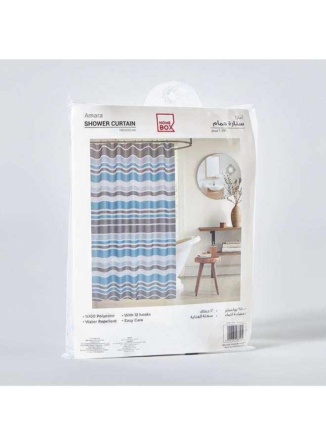 هوم بوكس ستارة حمام بوليستر مع 12 خطاف من أمارا - 180×200 سم - Image 5