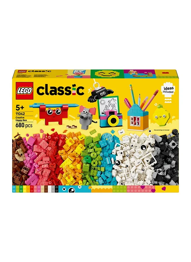LEGO Classic Creative Happy Box, Assorted Colourful Bricks for Imaginative Play, Building Toys for 5 Plus Year Old, Girls and boys, Great for Kids Desk Accessories or Bedroom Decorations 11042 (680 pieces)