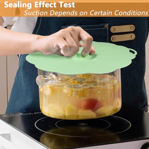 VEKALON Silicone Lids for Food Storage – Set of 5 Food Grade Covers with 5 Hooks for Pots and Pans Cooking, Reusable Kitchen Heat-Resistant Tops for Containers, Microwave Splatter Cover(Colorful) - Image 5