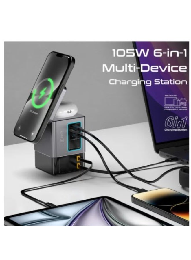 zedx Power Dock X Fast Charger 6 in 1 Power Combo Tower - Image 1