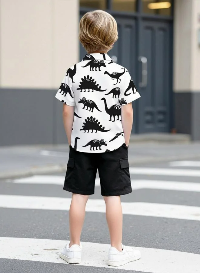 تايك تو مجموعة من قميص بطبعة ديناصور وشورت كارجو للأولاد