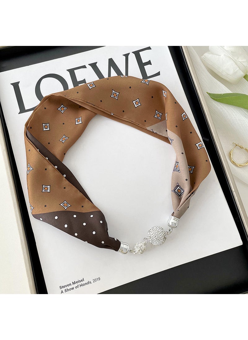 Generic - Magnetic Clasp Silk Scarf Necklace MultifunctionalStar diamond style-dot Plaid Star diamond style-dot Plaid - Image 1
