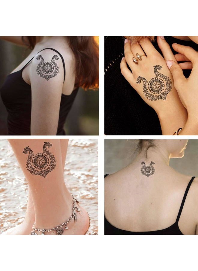 Dopetattoo 6 أوراق وشم فايكنغ مؤقتة وشم مزيف للرجال البالغين أجيشجالمور درع الرهبة درع الرعب عصي سحرية آيسلندية وشم مؤقت مزيف للنساء الرقبة الصدر للنساء - Image 2