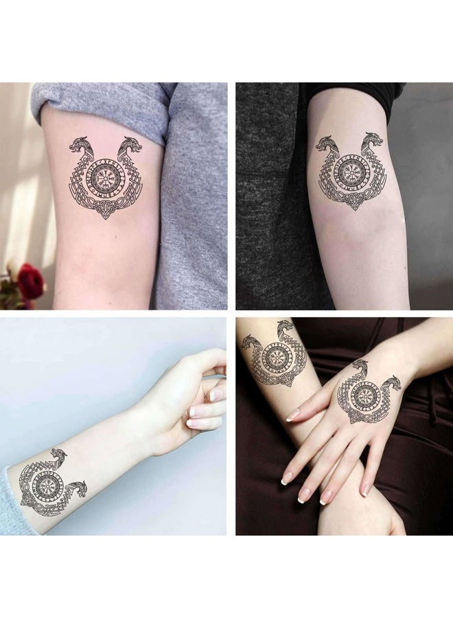 Dopetattoo 6 أوراق وشم فايكنغ مؤقتة وشم مزيف للرجال البالغين أجيشجالمور درع الرهبة درع الرعب عصي سحرية آيسلندية وشم مؤقت مزيف للنساء الرقبة الصدر للنساء - Image 3