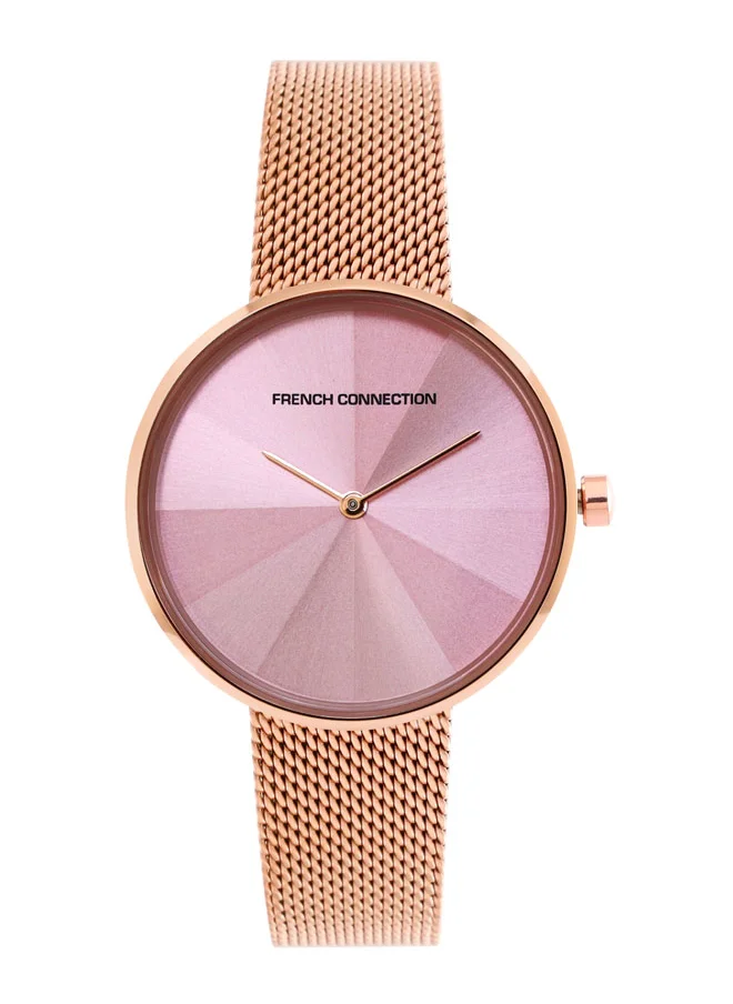 فرنش كونكشن French Connection Women's Analog Watch Rose Gold Strap - FCL21-D
