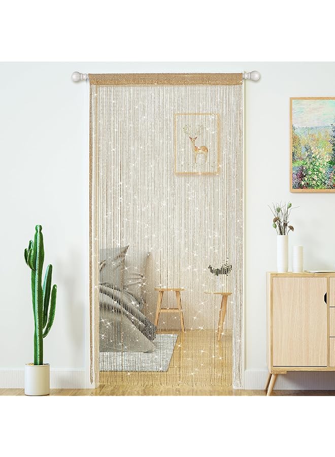 erorex String Curtains For Doorways Glitter Beaded Curtains Door Sparkle Beads Curtain Open Closet Laundry Hanging Hippie Glisten Beads Window Girls Panel Champagne 39 Inch ×79 Inch In - Image 1