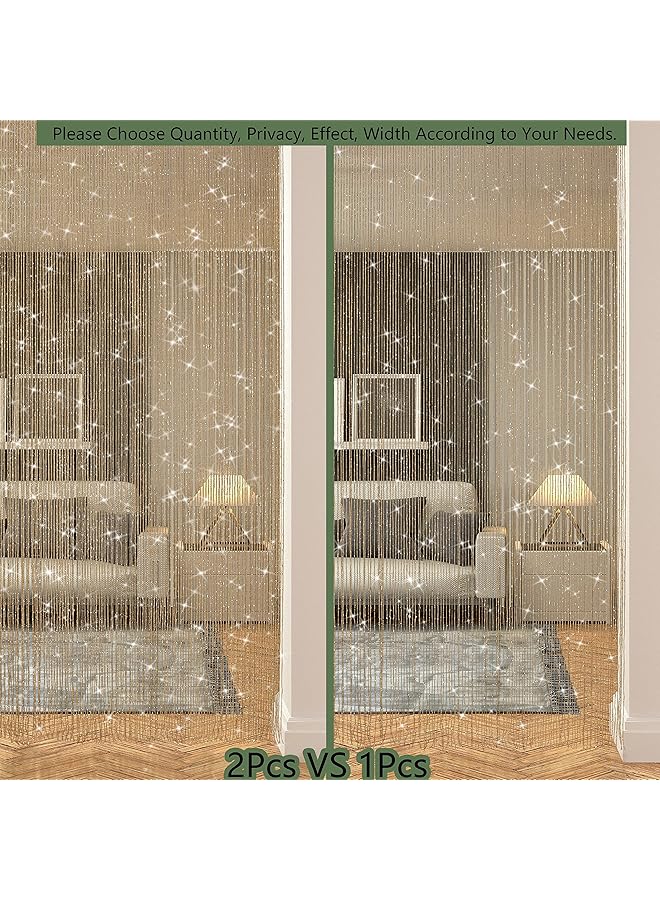erorex String Curtains For Doorways Glitter Beaded Curtains Door Sparkle Beads Curtain Open Closet Laundry Hanging Hippie Glisten Beads Window Girls Panel Champagne 39 Inch ×79 Inch In - Image 3