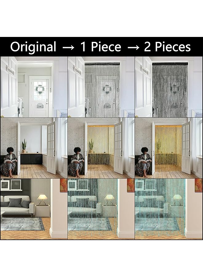 erorex String Curtains For Doorways Glitter Beaded Curtains Door Sparkle Beads Curtain Open Closet Laundry Hanging Hippie Glisten Beads Window Girls Panel Champagne 39 Inch ×79 Inch In - Image 5