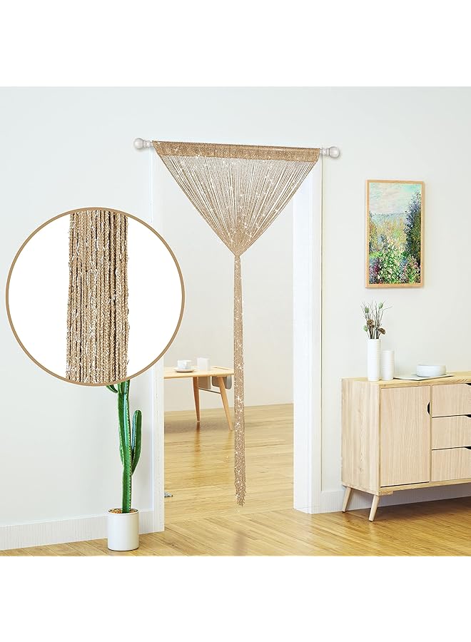 erorex String Curtains For Doorways Glitter Beaded Curtains Door Sparkle Beads Curtain Open Closet Laundry Hanging Hippie Glisten Beads Window Girls Panel Champagne 39 Inch ×79 Inch In - Image 2