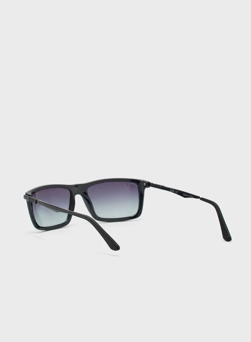selfie Selfie Polarized Black Rectangular Sunglasses, SE4214-001
