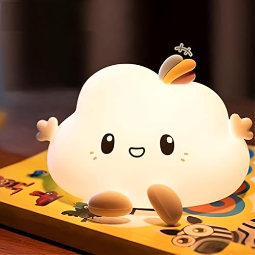 GITGRNTH Cute Silicon Cloud Night Light Rechargeable, Touch Control Light with USB Cable, Safe for Children Perfect Night Lamp for Kids, Girls, Boys | Travel, and Bedroom Decor, Soft & Safe LED - Image 1