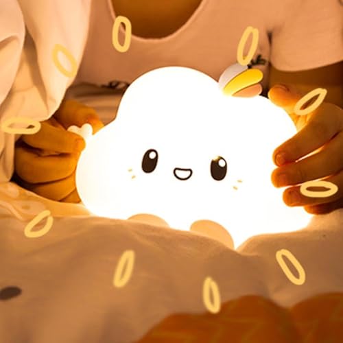 GITGRNTH Cute Silicon Cloud Night Light Rechargeable, Touch Control Light with USB Cable, Safe for Children Perfect Night Lamp for Kids, Girls, Boys | Travel, and Bedroom Decor, Soft & Safe LED - Image 5