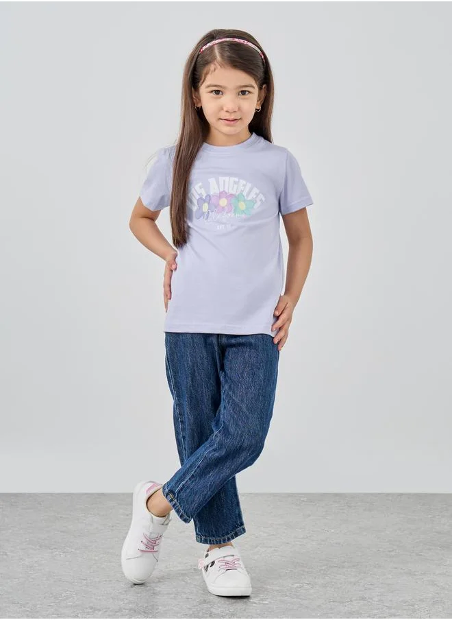ستايلي Styli Girls Graphic Print Short Sleeve T-Shirt