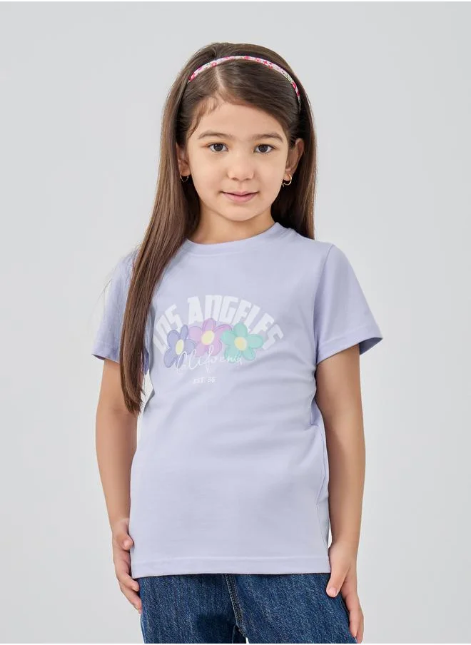 ستايلي Styli Girls Graphic Print Short Sleeve T-Shirt