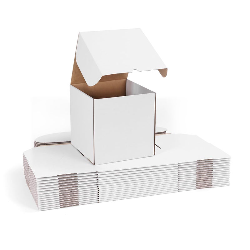 WIFTREY 15 Pack 8X8X8 Small Shipping Boxes, White Corrugated Cardboard Box 8''x8''x8'' for Mailing Packing Shipping - Image 1