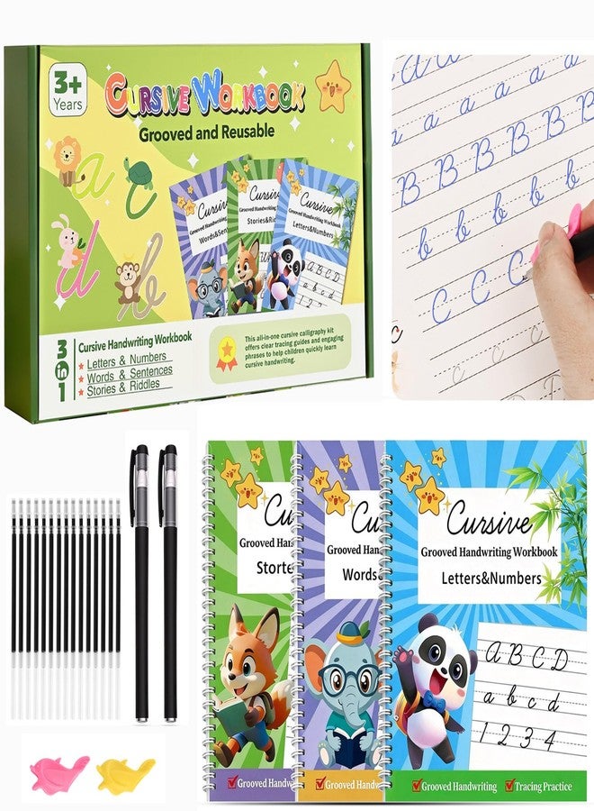 PEOCEFOY Grooved Cursive Handwriting Workbook for Beginners Kids Ages 8-12 | Cursive Writing Practice Book | Magic Ink Cursive Books with Riddles, Stories & Quotes | Handwriting Without Tears Cursive - Image 1