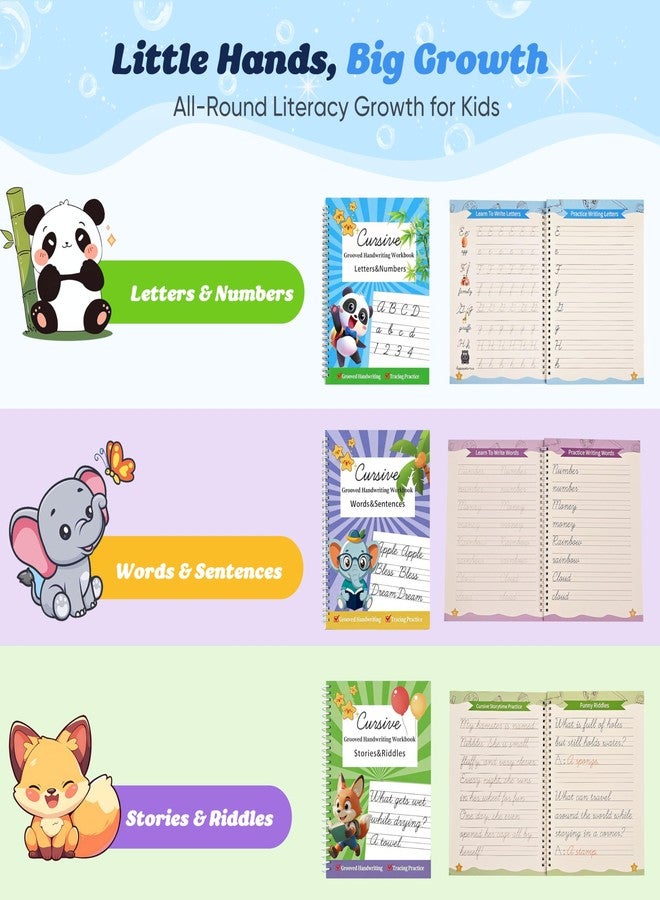 PEOCEFOY Grooved Cursive Handwriting Workbook for Beginners Kids Ages 8-12 | Cursive Writing Practice Book | Magic Ink Cursive Books with Riddles, Stories & Quotes | Handwriting Without Tears Cursive - Image 3