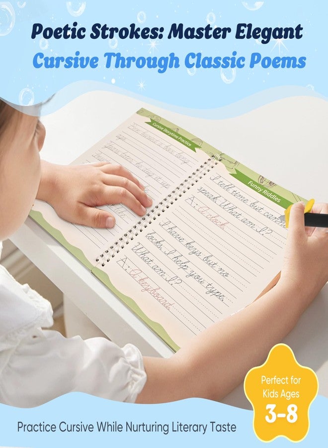 PEOCEFOY Grooved Cursive Handwriting Workbook for Beginners Kids Ages 8-12 | Cursive Writing Practice Book | Magic Ink Cursive Books with Riddles, Stories & Quotes | Handwriting Without Tears Cursive - Image 5