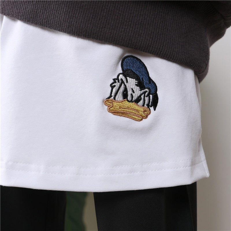 Layered Sweater Skirt with Split Hem Donald Duck