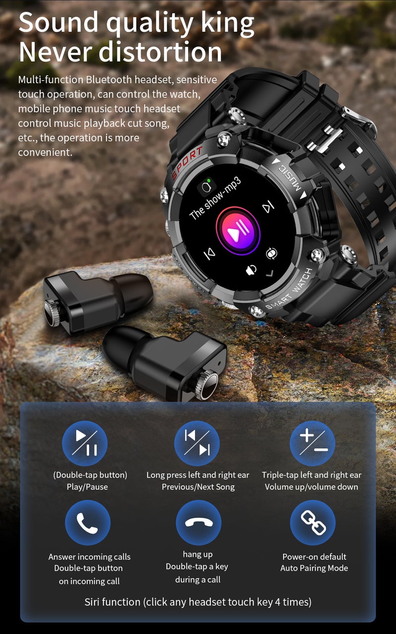 LEMFO T96 Local Music TWS Dual Bluetooth Headset Smartwatch - Image 2