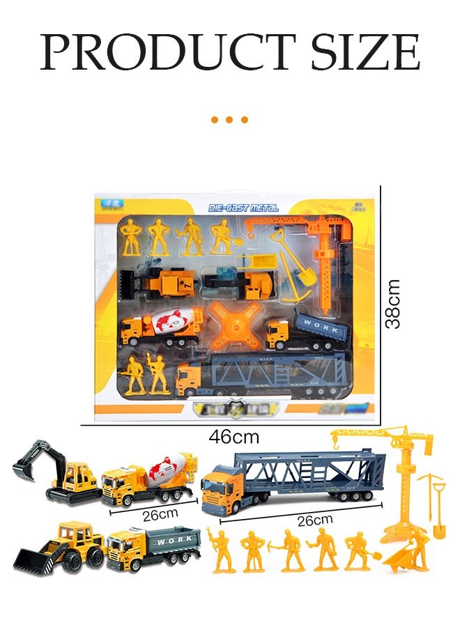DUNISO 15 Pcs Construction Vehicles Trucks Kids Birthday Gifts Play Vehicle Toy Mini Car Toys Set Die Cast Engineering Excavator Digger Push Trucks Birthday Cake Toppers Car - Image 5