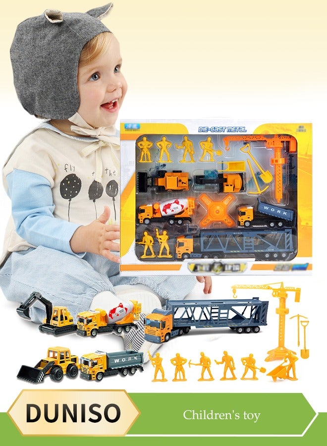 DUNISO 15 Pcs Construction Vehicles Trucks Kids Birthday Gifts Play Vehicle Toy Mini Car Toys Set Die Cast Engineering Excavator Digger Push Trucks Birthday Cake Toppers Car - Image 2