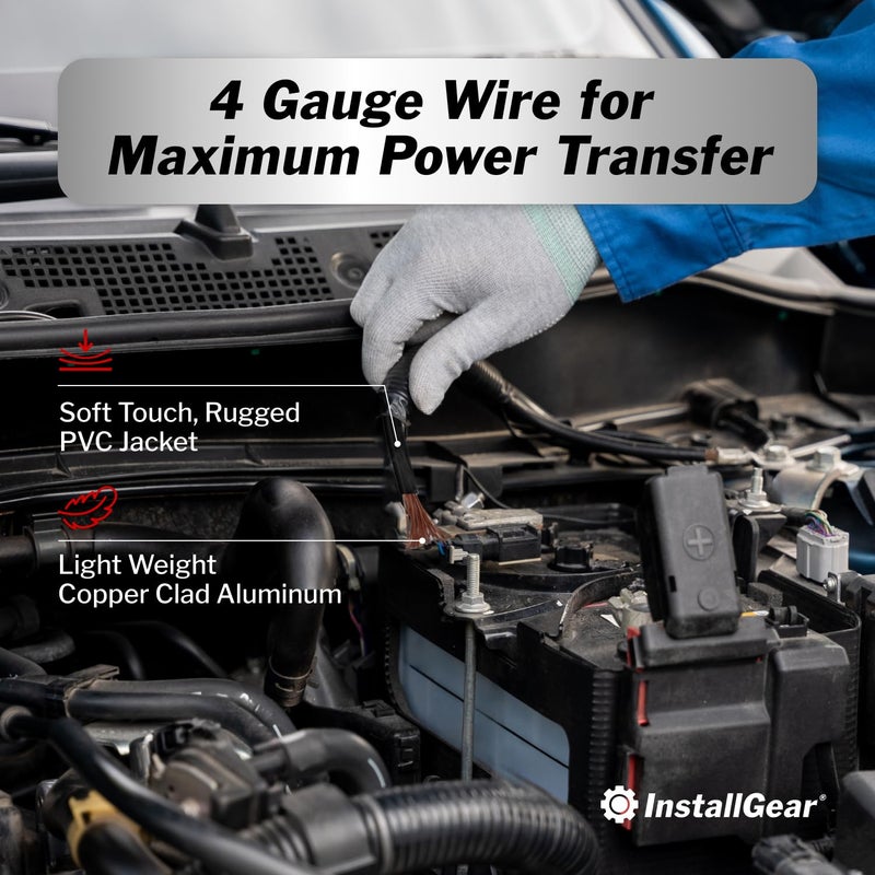 InstallGear 4 Gauge Wire Car Audio Battery Cable - 25 ft CCA Power Line - Flexible Heavy-Duty Jacket for Automotive Projects - Grounding Applications and Amplifier Installations - Black - Image 2
