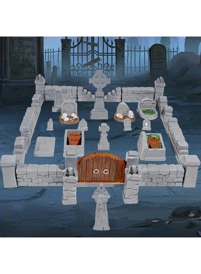 Warmtree 38 Pcs Graveyard Terrain Miniatures Set, Tabletop Terrain Mini Tombstones, Miniature Figurines Accessories for 28mm Miniatures Wargame Scene Diorama Supplies Accessory - Image 1