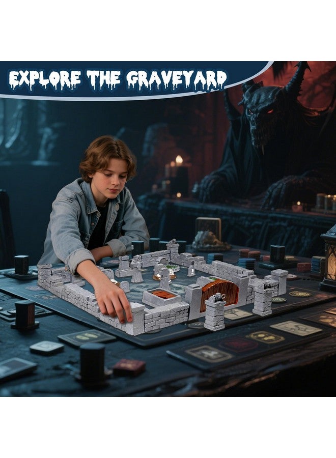 Warmtree 38 Pcs Graveyard Terrain Miniatures Set, Tabletop Terrain Mini Tombstones, Miniature Figurines Accessories for 28mm Miniatures Wargame Scene Diorama Supplies Accessory - Image 4