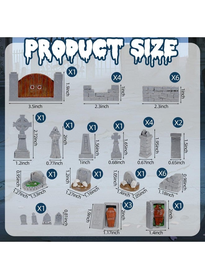 Warmtree 38 Pcs Graveyard Terrain Miniatures Set, Tabletop Terrain Mini Tombstones, Miniature Figurines Accessories for 28mm Miniatures Wargame Scene Diorama Supplies Accessory - Image 2