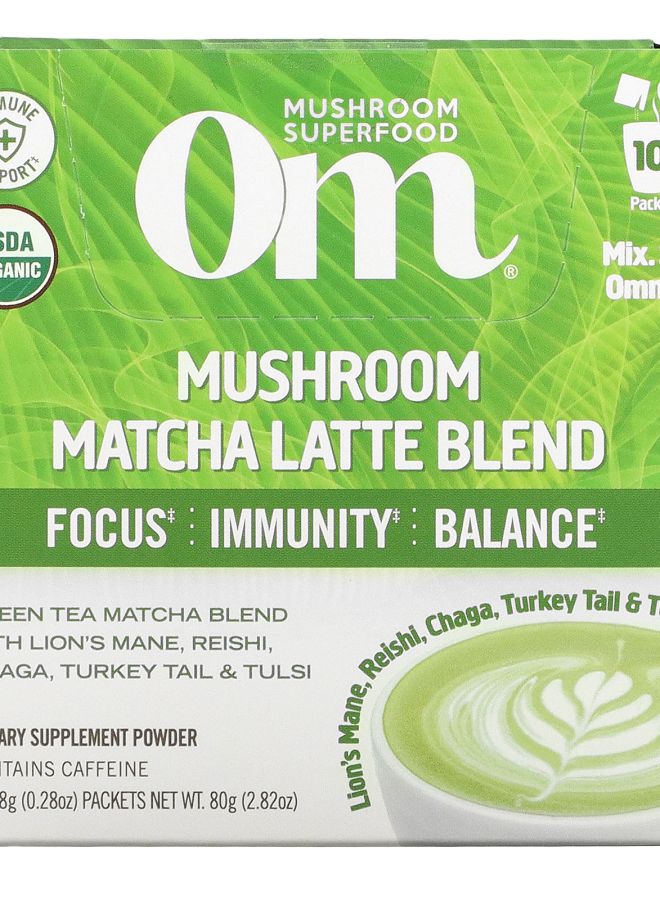 Om Mushrooms Mushroom Matcha Latte Blend 10 Packets 0.28 oz (8 g) Each
