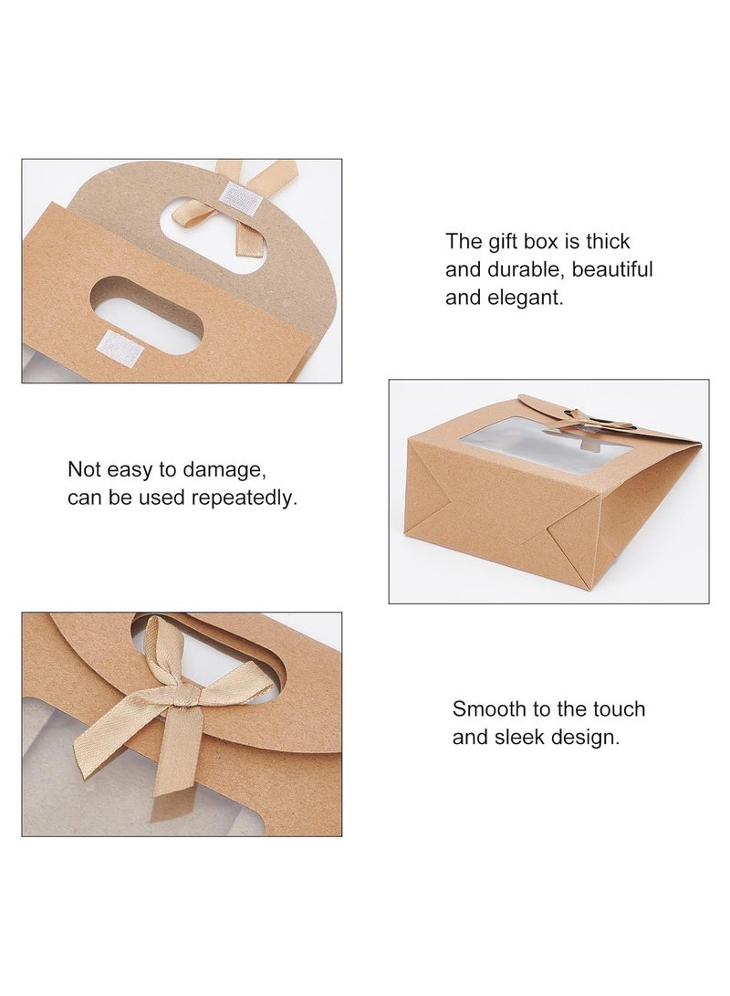 عام **أكياس هدايا بنية صغيرة بمقابض، أكياس ورق كرافت مع نافذة زجاجية، 12 قطعة، أكياس هدايا واقفة مقاس 4.7x2.4x6.2 بوصة بمقابض، أكياس هدايا بنية بنافذة شفافة، لتغليف الحلوى والبسكويت.** - Image 4