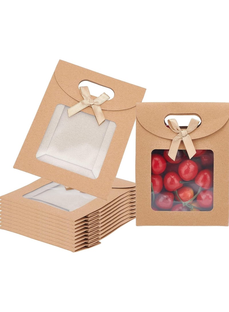 عام **أكياس هدايا بنية صغيرة بمقابض، أكياس ورق كرافت مع نافذة زجاجية، 12 قطعة، أكياس هدايا واقفة مقاس 4.7x2.4x6.2 بوصة بمقابض، أكياس هدايا بنية بنافذة شفافة، لتغليف الحلوى والبسكويت.** - Image 1