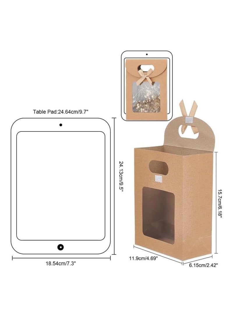 عام **أكياس هدايا بنية صغيرة بمقابض، أكياس ورق كرافت مع نافذة زجاجية، 12 قطعة، أكياس هدايا واقفة مقاس 4.7x2.4x6.2 بوصة بمقابض، أكياس هدايا بنية بنافذة شفافة، لتغليف الحلوى والبسكويت.** - Image 3