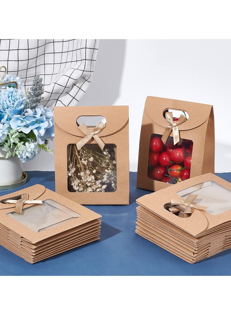 عام **أكياس هدايا بنية صغيرة بمقابض، أكياس ورق كرافت مع نافذة زجاجية، 12 قطعة، أكياس هدايا واقفة مقاس 4.7x2.4x6.2 بوصة بمقابض، أكياس هدايا بنية بنافذة شفافة، لتغليف الحلوى والبسكويت.** - Image 2