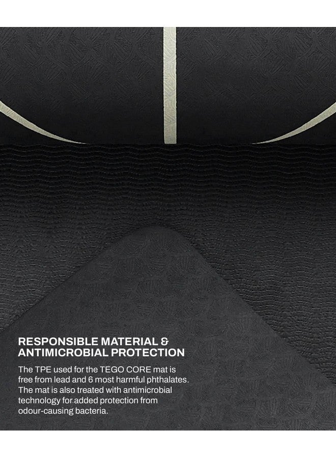 TEGO حصيرة يوغا تيغو الأساسية (أسود ذهبي) | حصيرة TPE سميكة 8 مم مع خطوط مرجعية للوضعية | مضادة للميكروبات، غير قابلة للانزلاق، خفيفة الوزن وقابلة للحمل مع حقيبة | حصيرة يوغا مناسبة للمبتدئين | 72/78 × 26 بوصة | حصيرة صديقة للمفاصل - Image 4