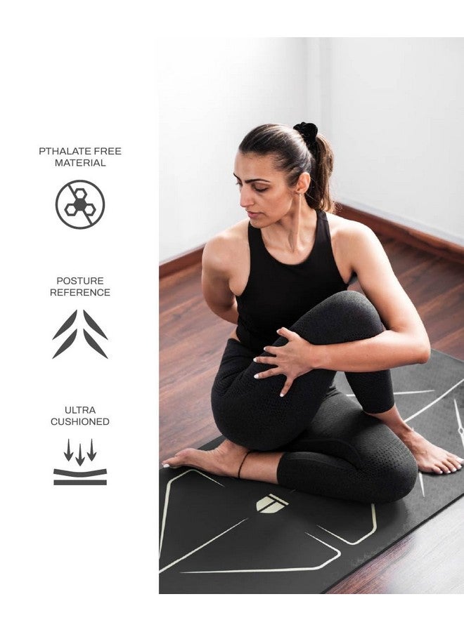 TEGO حصيرة يوغا تيغو الأساسية (أسود ذهبي) | حصيرة TPE سميكة 8 مم مع خطوط مرجعية للوضعية | مضادة للميكروبات، غير قابلة للانزلاق، خفيفة الوزن وقابلة للحمل مع حقيبة | حصيرة يوغا مناسبة للمبتدئين | 72/78 × 26 بوصة | حصيرة صديقة للمفاصل - Image 2