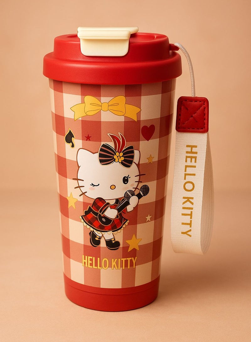 هالو كيتي مج هيلو كيتي | كوب محمول بغطاء أنيق للمشروبات الساخنة والباردة | تصميم عملي ولطيف للاستخدام اليومي