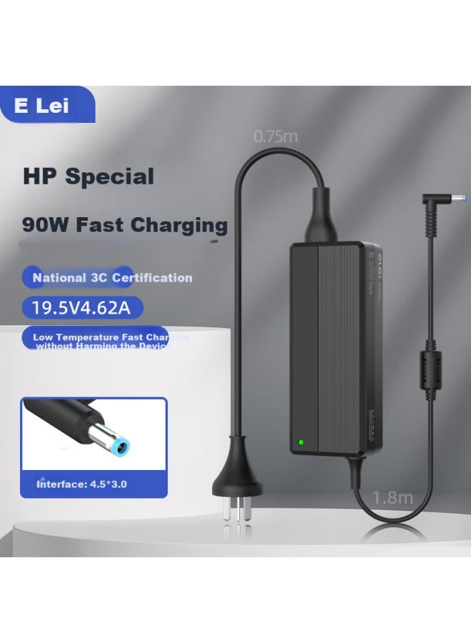Elei Hp Laptop Charger Tpn-I119/C125 Tnp-Q117 Q118 M4/15 Power Cord 19.5V 4.62A/3.33A 90W Blue Tip With Pin - Image 1