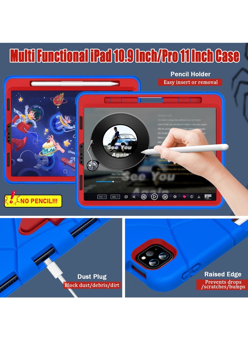 Spider Style Case Compatible for iPad Pro 11 Inch(2018/2020/2021/2022)/iPad Air 4th Gen 10.9 Inch(2020)/iPad   Air 5th Gen 10.9(2022) Shockproof Protective Cover with Pencil Holder Shoulder Strap Ki - Image 3