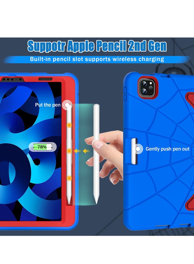 Spider Style Case Compatible for iPad Pro 11 Inch(2018/2020/2021/2022)/iPad Air 4th Gen 10.9 Inch(2020)/iPad   Air 5th Gen 10.9(2022) Shockproof Protective Cover with Pencil Holder Shoulder Strap Ki - Image 4