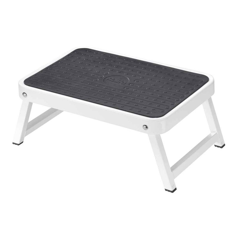 Hailo Onestep | Steel Step | One Large Step With Non-Skid Mat | Folding Safety Mechanism With Unlocking Button | Easy Storage | Lightweight | White - Image 1