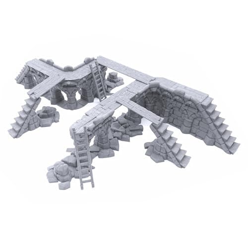 EnderToys Ruined Town Modular Walls II DND Terrain 28mm Miniature Wargaming Tabletop Wargame Scenery - Image 1
