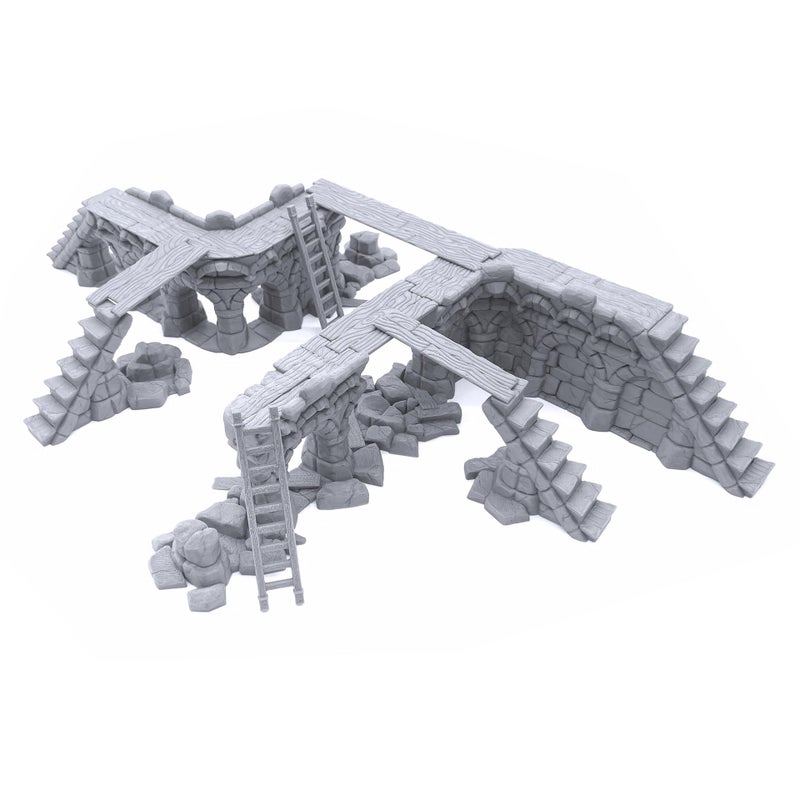 EnderToys Ruined Town Modular Walls II DND Terrain 28mm Miniature Wargaming Tabletop Wargame Scenery - Image 2