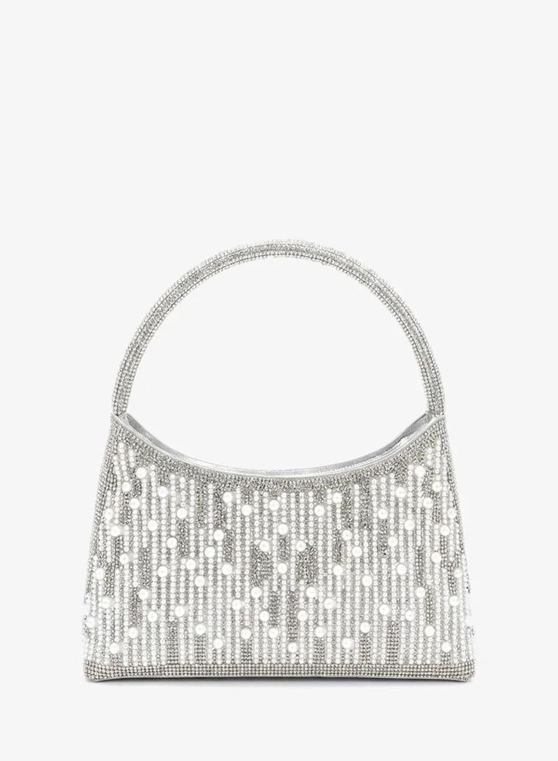 Viny Viny Women's Crystal Pearl Embellished Top Handle Bag – Luxury Rhinestone Mini Handbag for Weddings, Parties & Formal Occasions – Gold, Silver, Champagne