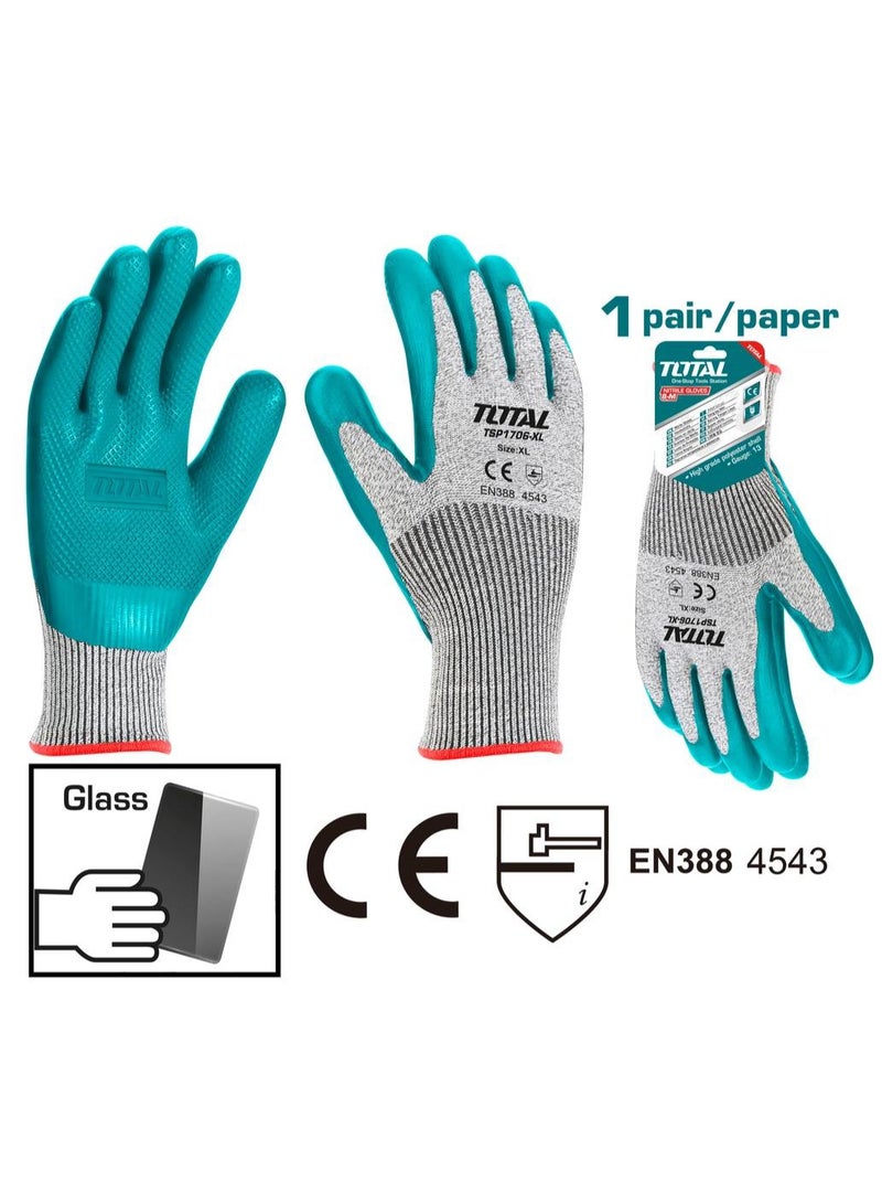 TOTAL Cut-Resistance Gloves XL – High-Performance Safety Work Gloves with Level 5 Protection, Anti-Slip Grip & Durable Fiber Material for Construction, Metalwork, Kitchen & Industrial Use - Image 1